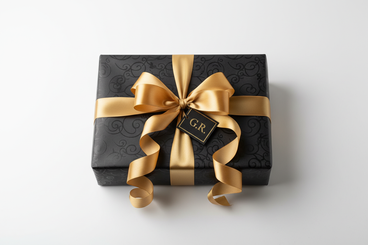 använd svart färg på paketet och guldfärg på snöret