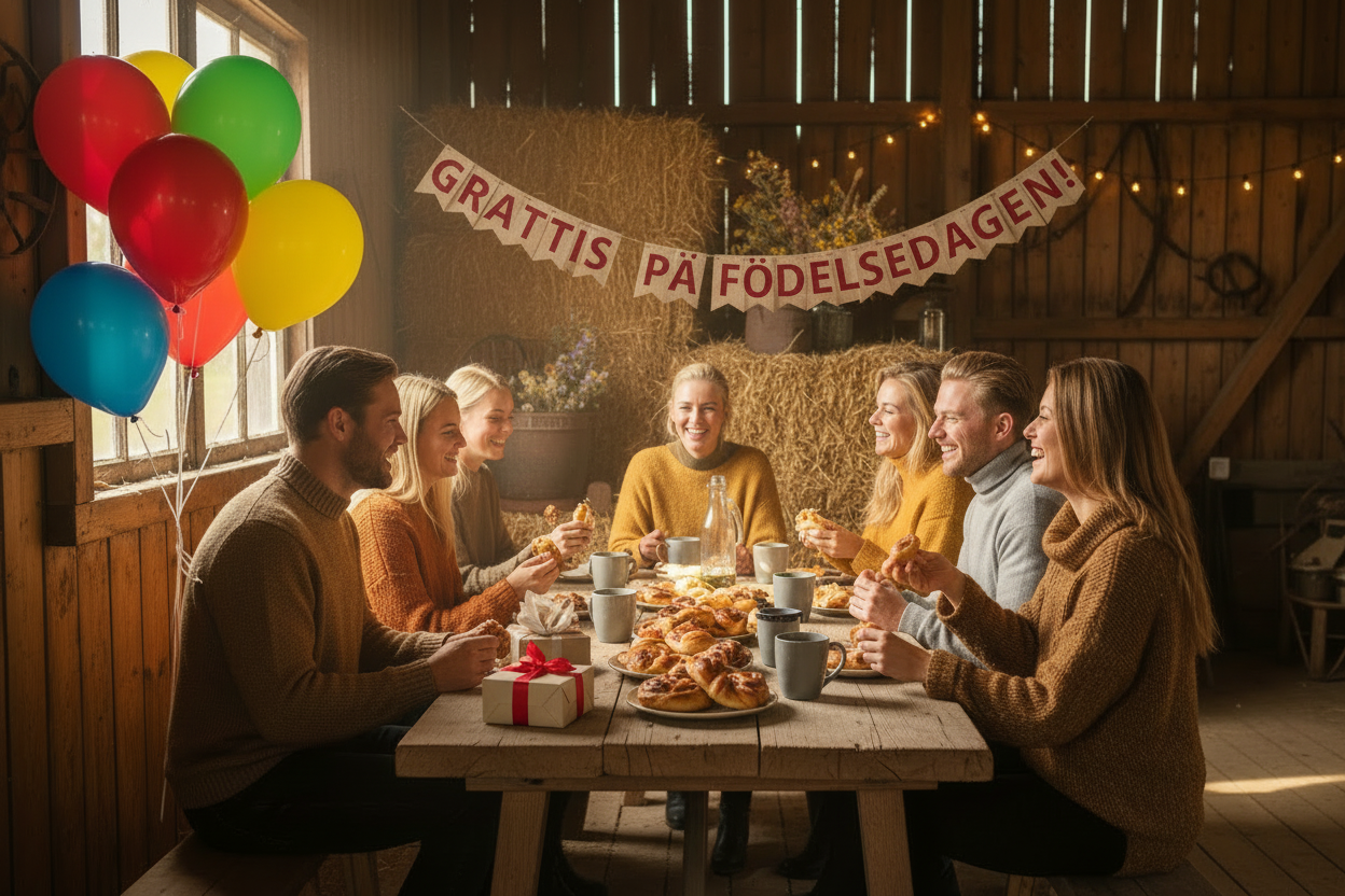 lägg till födelsedagspaket och gröna växter